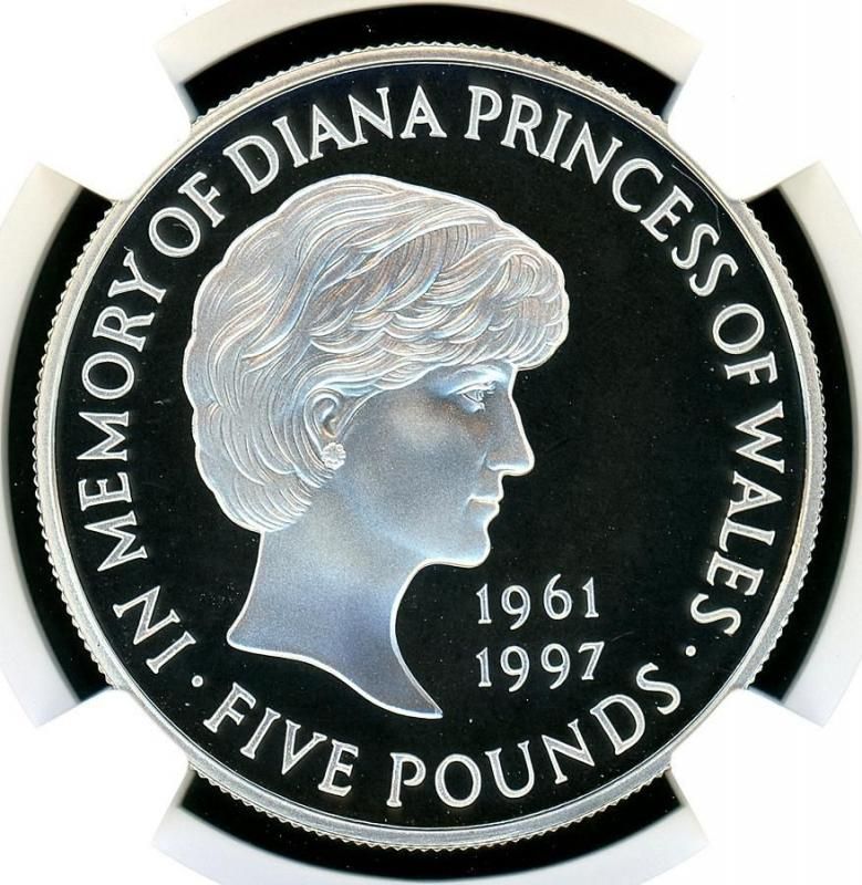 イギリス 1999年 ダイアナ 5ポンド銀貨 NGC PF69ULCAM - 名古屋