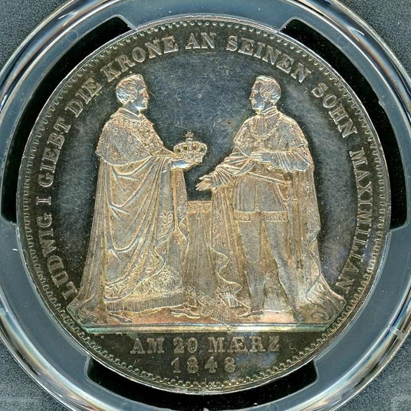 ドイツ バイエルン 1848年 ルードヴィヒ1世譲位 2taler PCGS