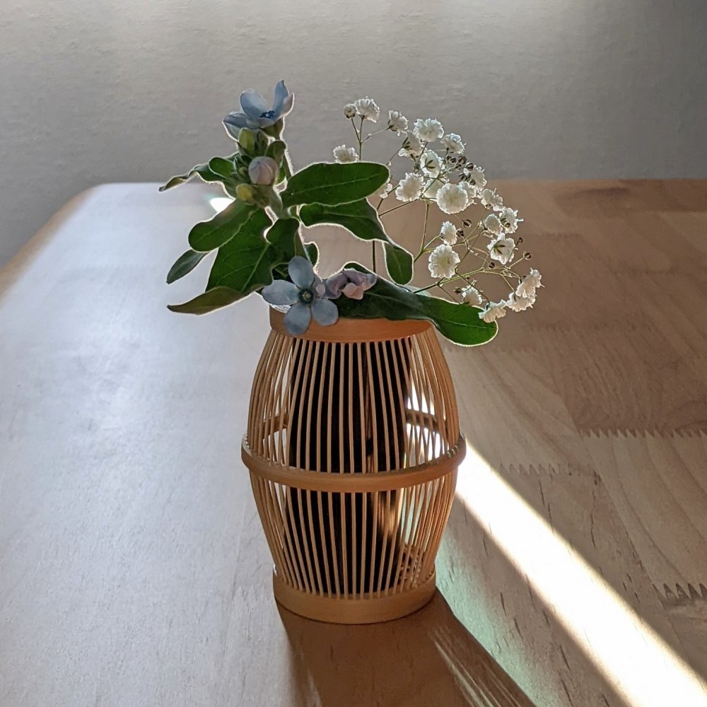 花器 うずら 【花台付き】- 竹細工 花生け 花入れ 花瓶 日本のお土産