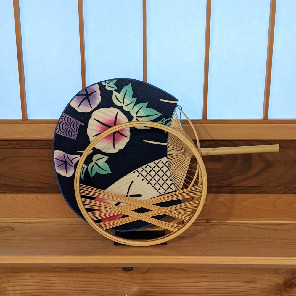 うちわ置き（丸型） うちわ立て-竹細工 オブジェ 置き物 日本のお土産