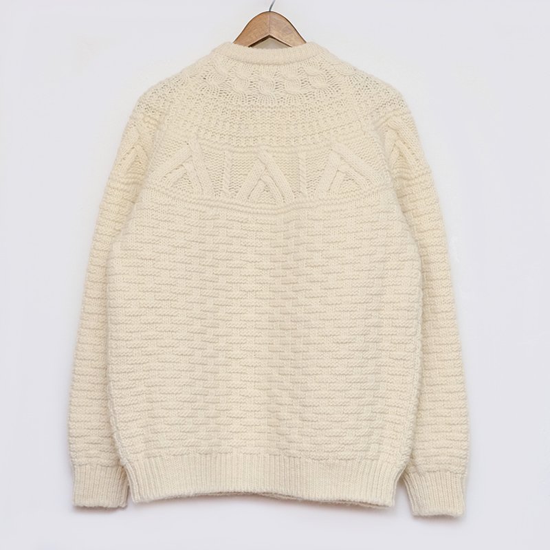 BATONER バトナー】SPREAD ARAN CREW NECK CARDIGAN NATURAL - in-and 