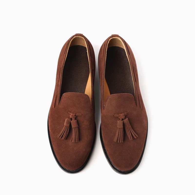 【forme フォルメ】Suede Tassel loafer plain toe MAROON - in-and-out(インアンドアウト)