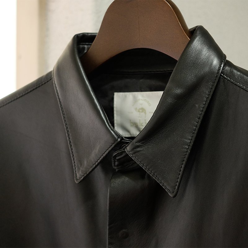 【bukht ブフト】LEATHER SHIRTS BLACK - in-and-out(インアンドアウト)