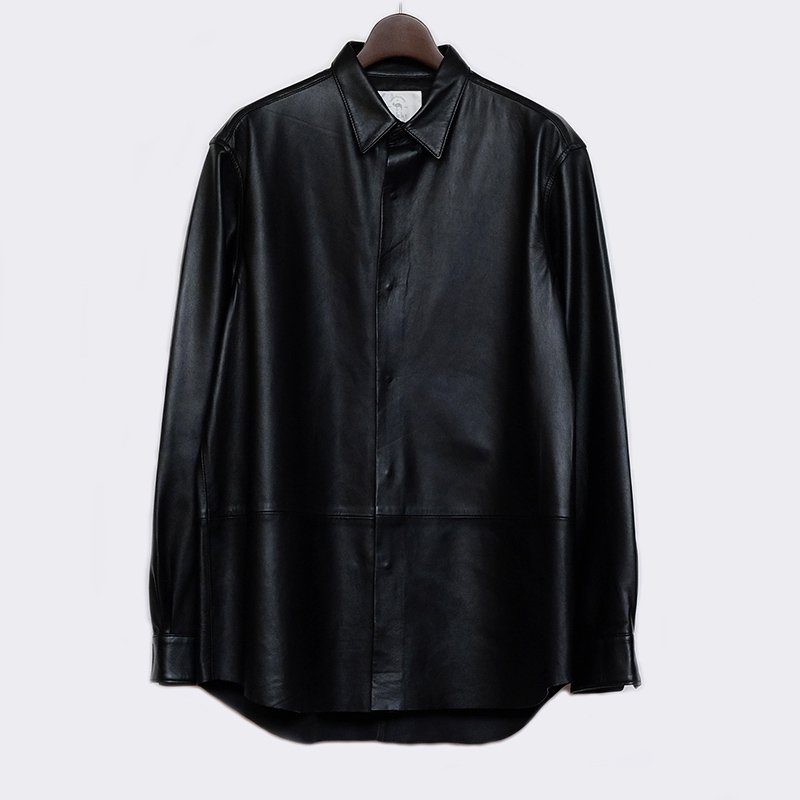 【50%OFF】【bukht ブフト】LEATHER SHIRTS BLACK - in-and