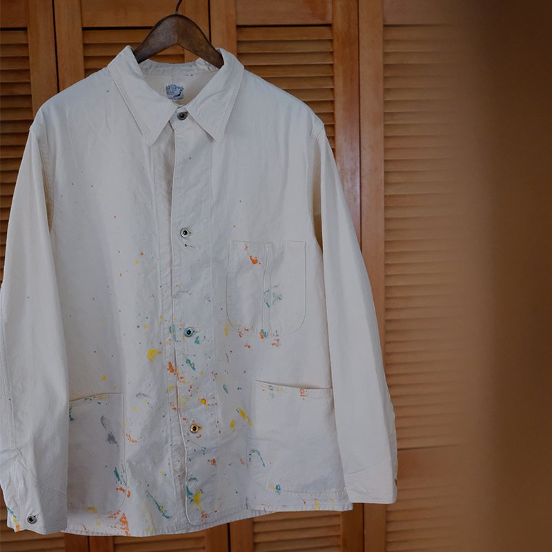 orSlow 1940'S COVERALL WITH PAINT ECRU