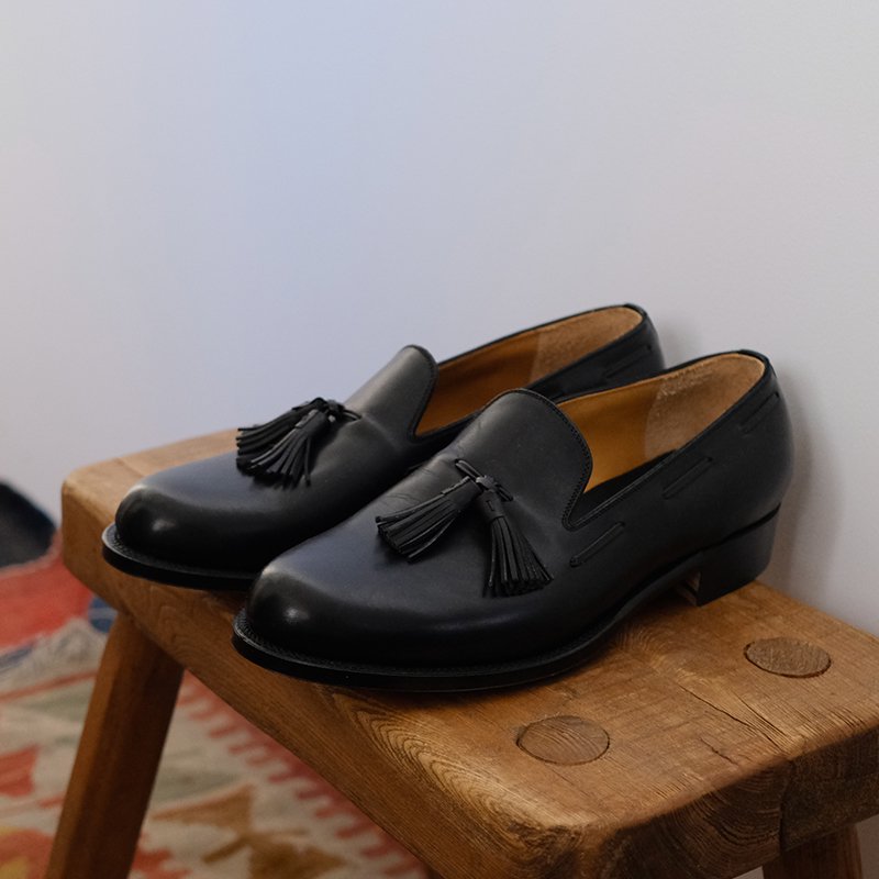 forme フォルメ】Tassel Loafer Plain toe Calf BLACK - in-and-out 