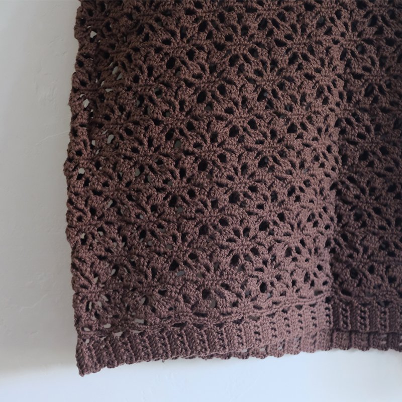 【LUFON ルフォン】CROCHET HAND KNIT VEST SHORT D.BROWN - in-and-out(インアンドアウト)