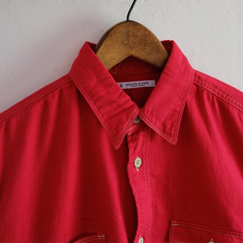 【MAATEEu0026SONS マーティーアンドサンズ】COTTON CHINO / MAD WORK SHIRTS RED -  in-and-out(インアンドアウト)