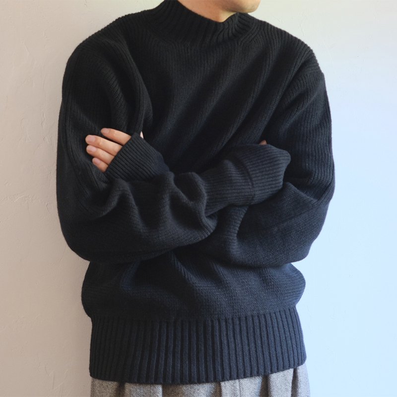 MAATEEu0026SONS マーティーアンドサンズ】WOOL和紙 ARMY SWEATER BLACK - in-and-out(インアンドアウト)