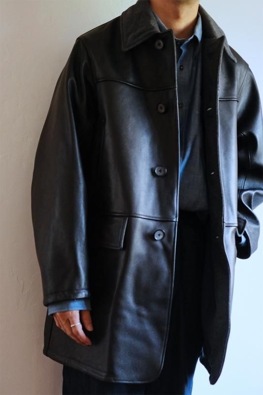 MAATEE&SONS マーティーアンドサンズ】LAMB LEATHER CAR COAT BLACK 