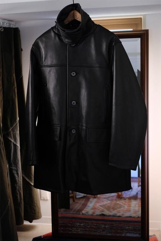 MAATEE&SONS マーティーアンドサンズ】LAMB LEATHER CAR COAT BLACK 