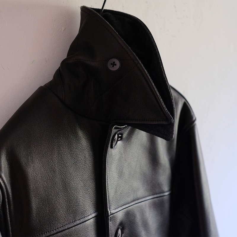 MAATEE&SONS マーティーアンドサンズ】LAMB LEATHER CAR COAT BLACK 