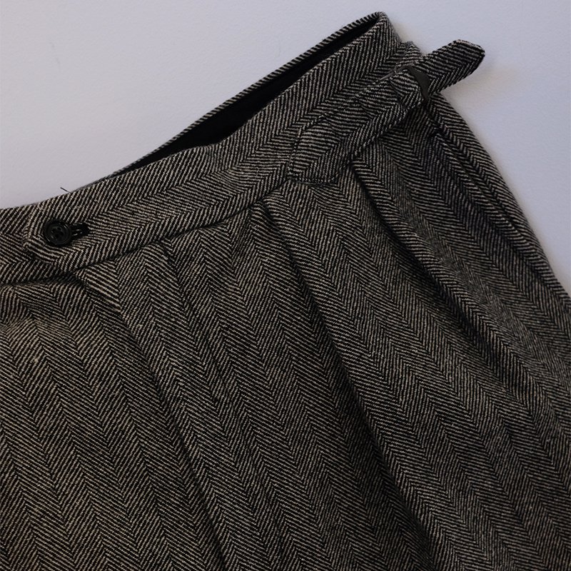 ULTERIOR アルテリア】WOOL SILK HERINGBONE WIDE TROUSERS BLACK