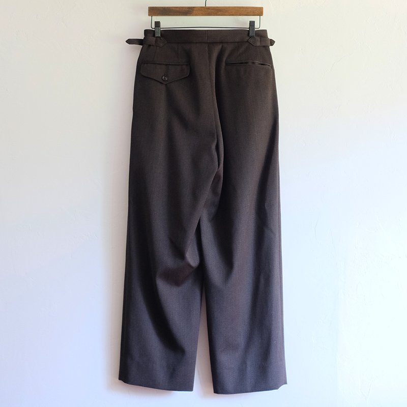 ULTERIOR アルテリア】MELANGE WOOL GABARDINE WIDE TROUSERS MELANGE BROWN -  in-and-out(インアンドアウト)
