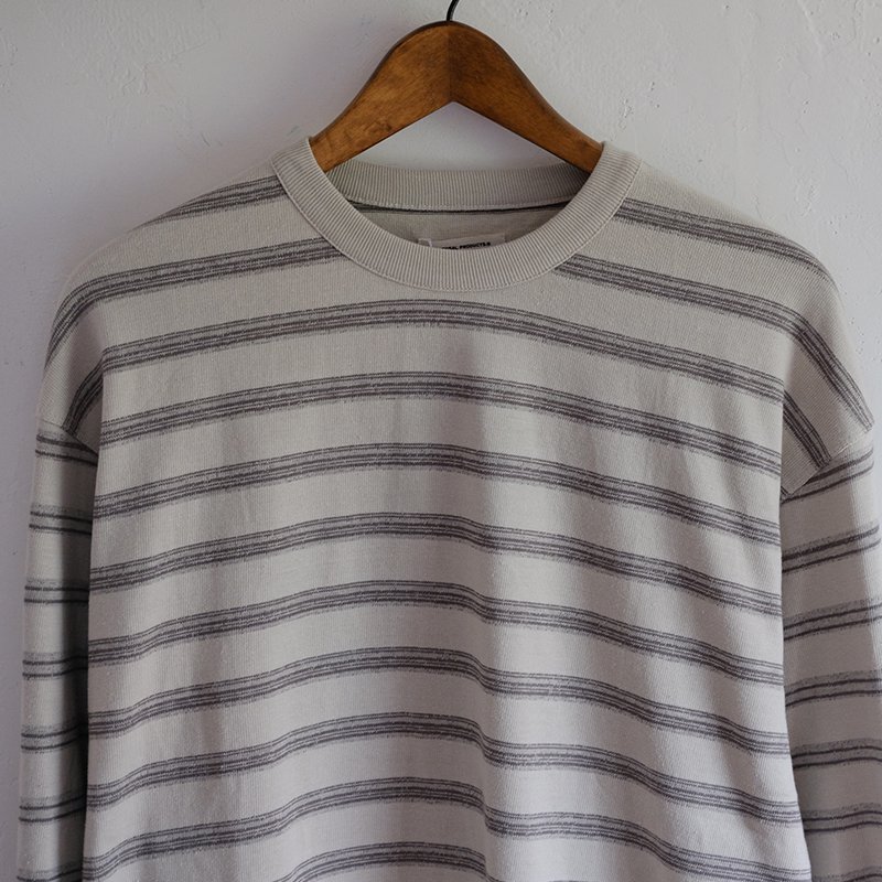 【UNIVERSAL PRODUCTS ユニバーサルプロダクツ】KASURI BORDER L/S T-SHIRTS GRAY -  in-and-out(インアンドアウト)