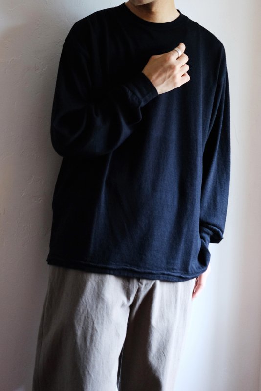 ULTERIOR アルテリア】SUPER FINE WOOL COTTON L/S BLACK - in-and-out 