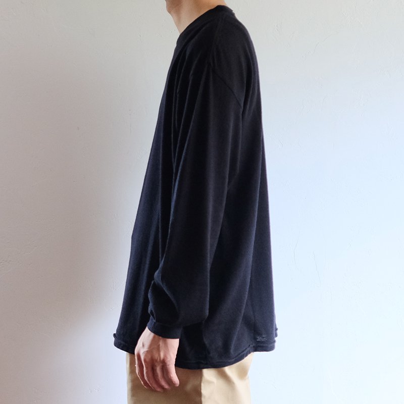 ULTERIOR アルテリア】SUPER FINE WOOL COTTON L/S BLACK - in-and-out 