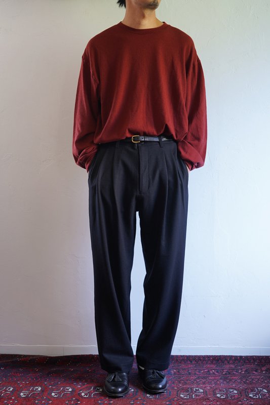ULTERIOR アルテリア】SUPER FINE WOOL COTTON L/S REDWOOD - in-and 