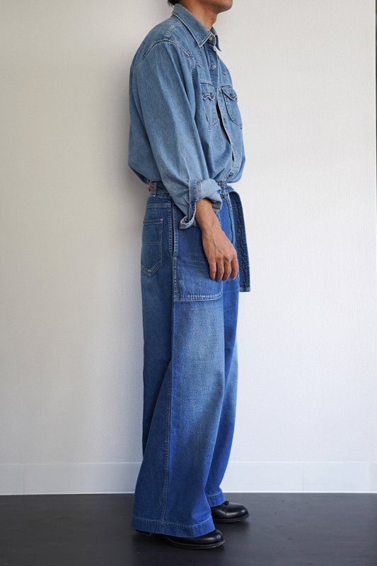 INSCRIRE アンスクリア】DENIM BELTED PANTS BLUE USED - in-and-out 