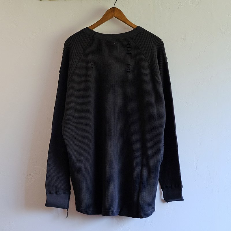 【SALE 30%OFF】【bukht ブフト】WAFFLE L/S TEE BLACK - in-and-out(インアンドアウト)