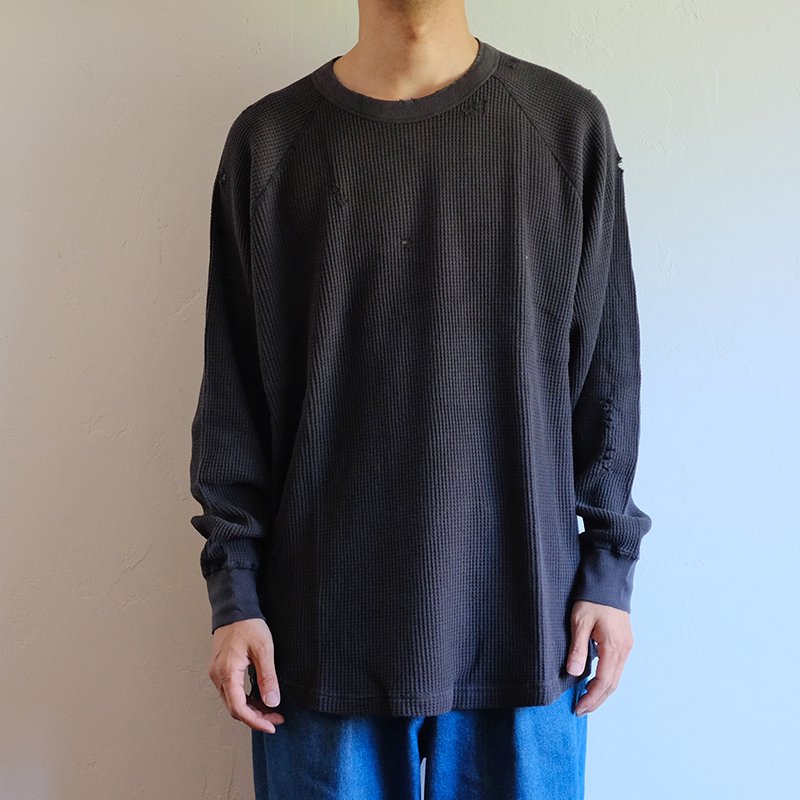 【bukht ブフト】WAFFLE L/S TEE BLACK - in-and-out(インアンドアウト)