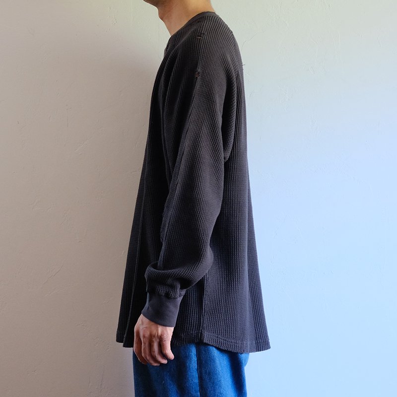 【bukht ブフト】WAFFLE L/S TEE BLACK - in-and-out(インアンドアウト)