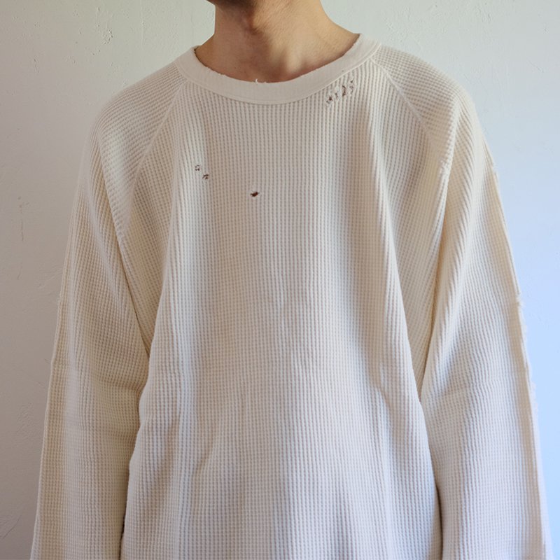 【bukht ブフト】3/4 SLEEVE WAFFLE TEE WHITE - in-and-out(インアンドアウト)