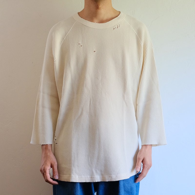 bukht ブフト】3/4 SLEEVE WAFFLE TEE WHITE - in-and-out(インアンド