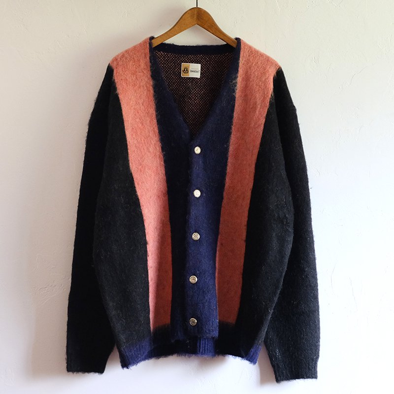 【TOWN CRAFT / タウンクラフト】VINTAGE MOHAIR STRIPE CARDIGAN BLACK -  in-and-out(インアンドアウト)
