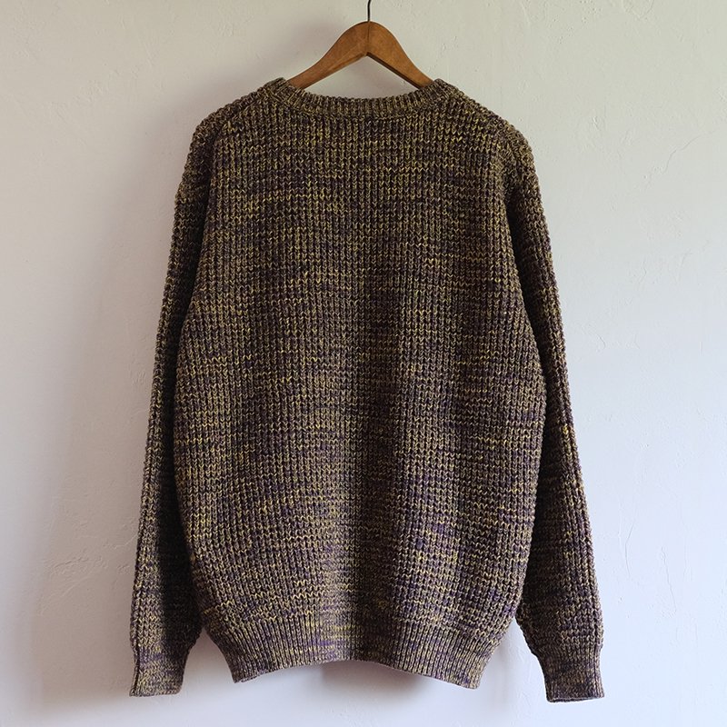 【bukht ブフト】CRAZY COLOR WAFFLE CREW SWEATER GREEN - in-and-out(インアンドアウト)