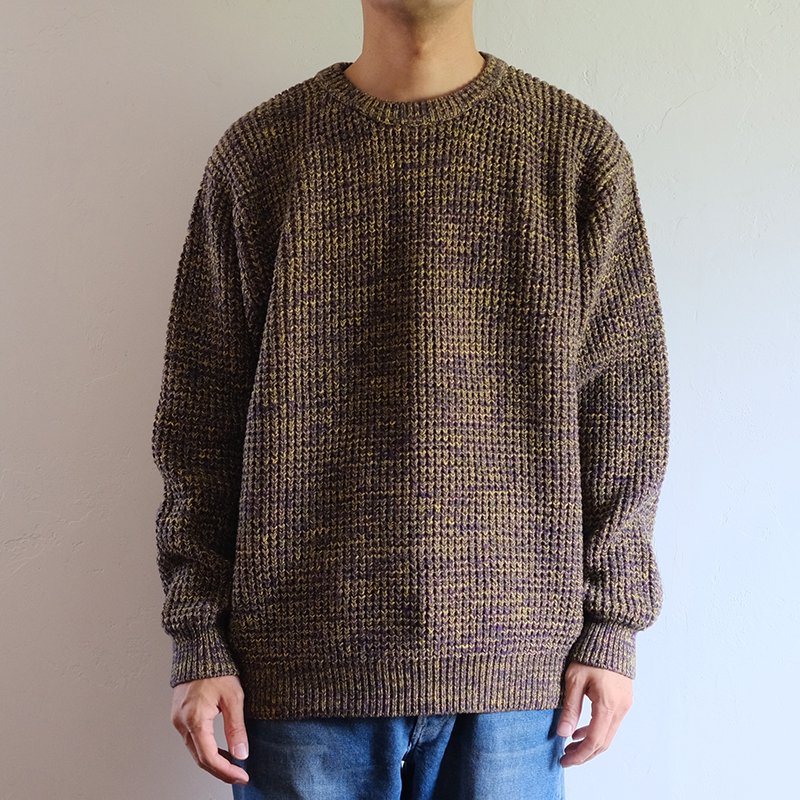 【bukht ブフト】CRAZY COLOR WAFFLE CREW SWEATER GREEN - in-and-out(インアンドアウト)