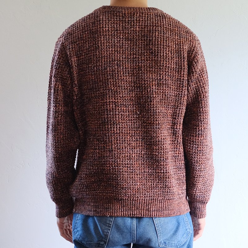 【bukht ブフト】CRAZY COLOR WAFFLE CREW SWEATER ORANGE - in-and-out(インアンドアウト)