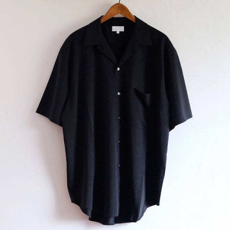 KANEMASA PHIL ͥޥ ե46G Atmosphere Silk Blend Open Collar Short Shirt BLACK