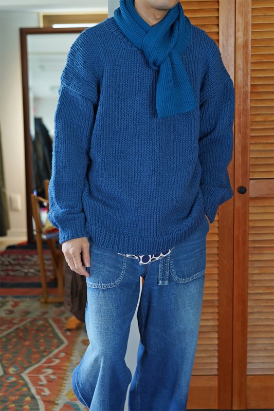 SALE 30%OFF】【bukht ブフト】PERUVIAN HAND KNIT SWEATER BLUE - in