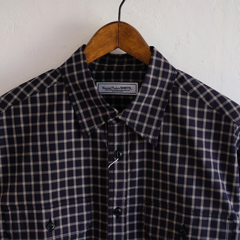 【UNIVERSAL PRODUCTS ユニバーサルプロダクツ】L/S CHECK WORK SHIRTS NAVY CHECK -  in-and-out(インアンドアウト)