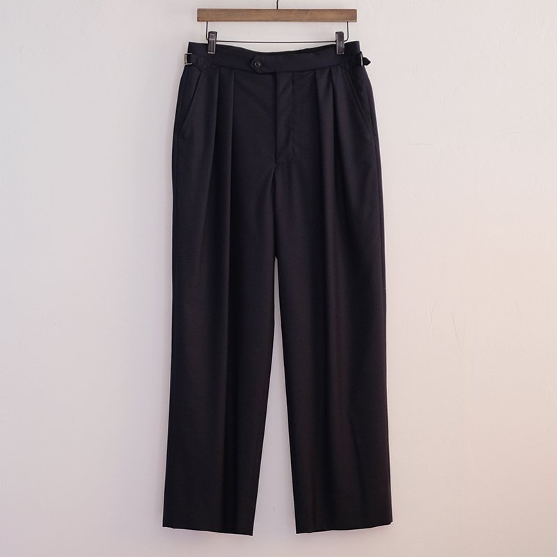 ULTERIOR ƥꥢSUPER FINE WOOL TOROPICAL TUCKED TROUSERS NAVY