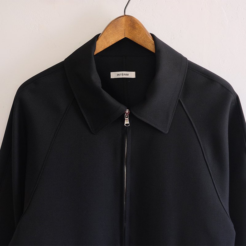 【INTERIM インテリム】PURE BLACK WOOL DRIVING JACKET BLACK - in-and-out(インアンドアウト)