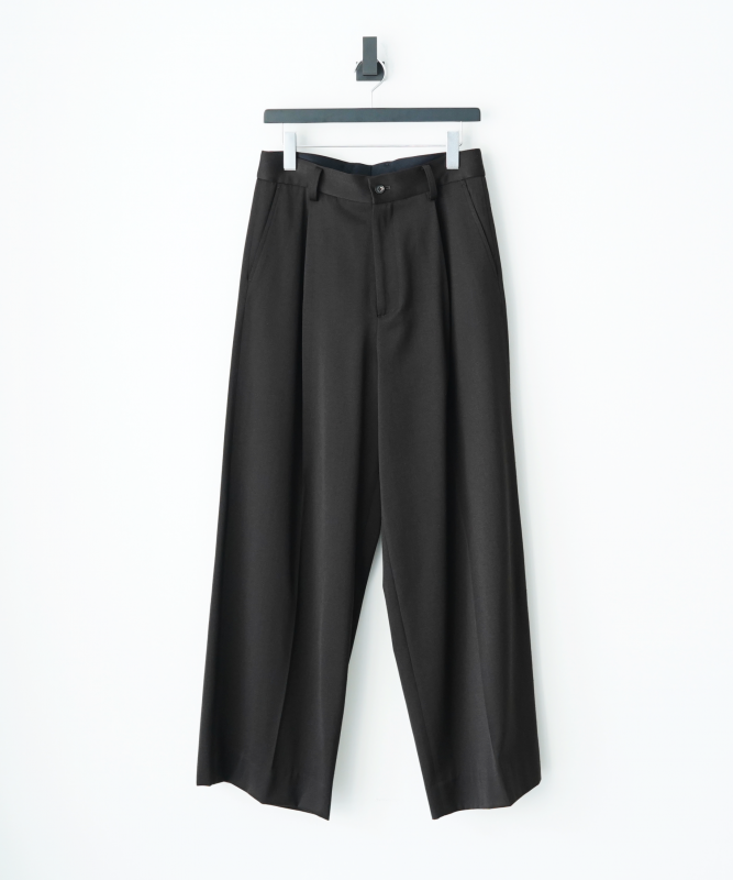 sssteinW/SI SATIN EXTRA WIDE TROUSERS DARK BROWN