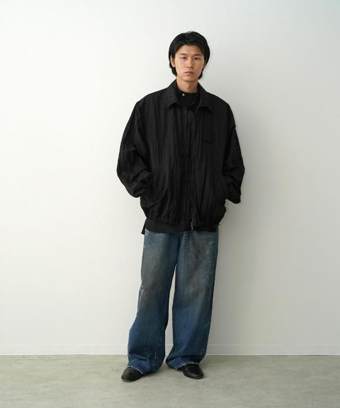 ssstein】BIO WASHED NYLON OVERSIZED FIGHT JACKET BLACK - WASTE