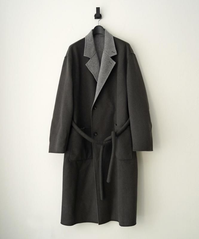 [ September 20th 12:00 RELEASE ]sssteinWOOL/CASHMERE REVERSIBLE NOTCH LAPEL COAT GREY KHAKI / GREY
