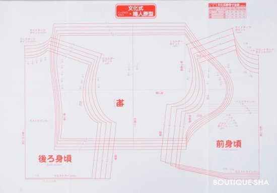 型紙（パターン）販売 【型紙】実物大の婦人原型（文化式・ドレメ式）１枚と製図の引き方ハンドブック２ レベルUP編セット(kit-0003)