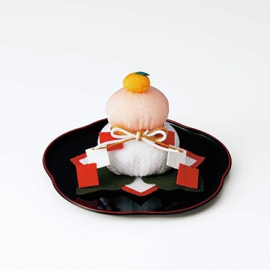 ちりめん細工　三宝付き鏡餅 鏡餅 おしゃれ 飾り 置物 オブジェ お正月 コンパクト 玄関