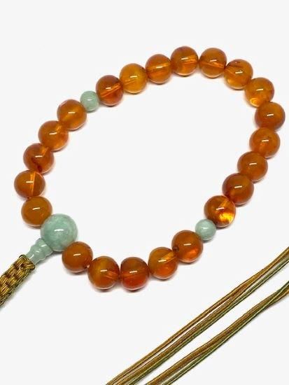 中国玉石珠　砡 最終価格 北京琥珀22玉 ビルマ翡翠仕立