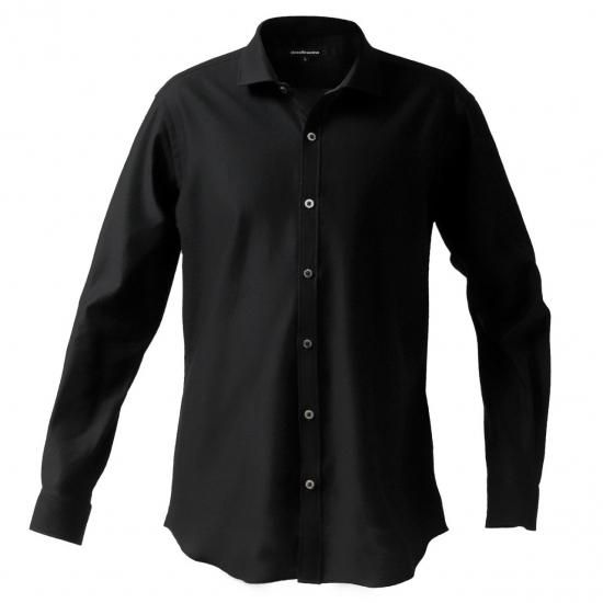 オーバーチュア_767_ニットドレスシャツ_モードタイプ BLACK