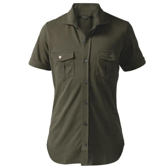 コンコルド_003_半袖ニットパイロットシャツ OLIVE