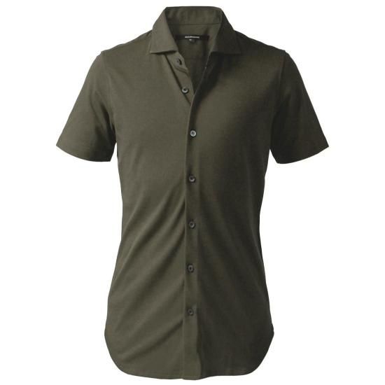 コンコルド_004_半袖ニットドレスシャツ OLIVE