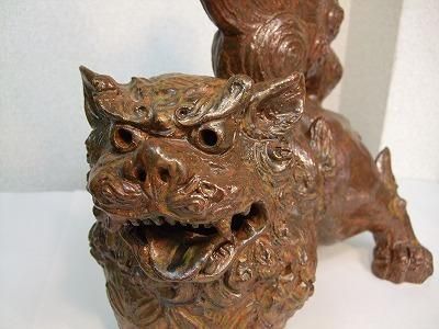 陶芸品　獅子　玉乗り獅子　古美術　骨董品 松下昌司作 獅子（玉乗り） - 常滑焼 陶器 陶磁器 販売・通販