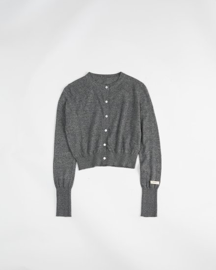 Shell button cotton summer cardigan/Dark gray