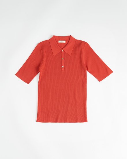 Rib knit polo/Hot orange