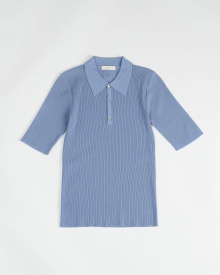 Rib knit polo/Ash blue